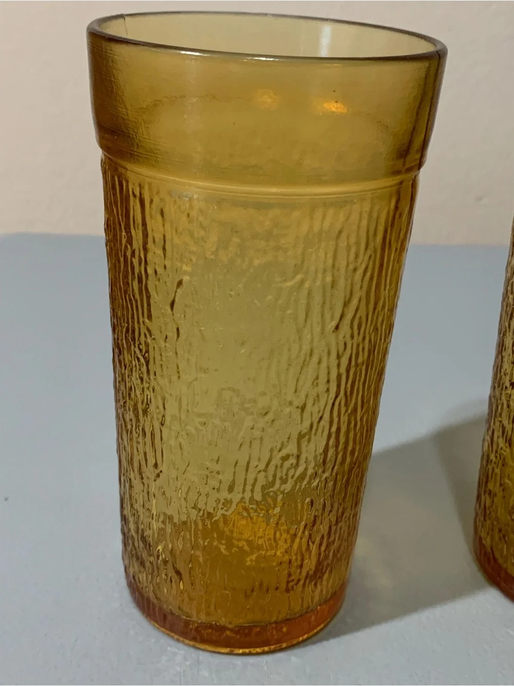 Set of 3 Textured Amber Glass Tumblers